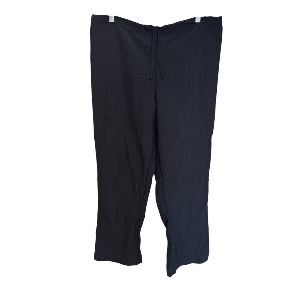Massimo Black Drawstring Pants L Womens 100% Nylon Relaxed Fit